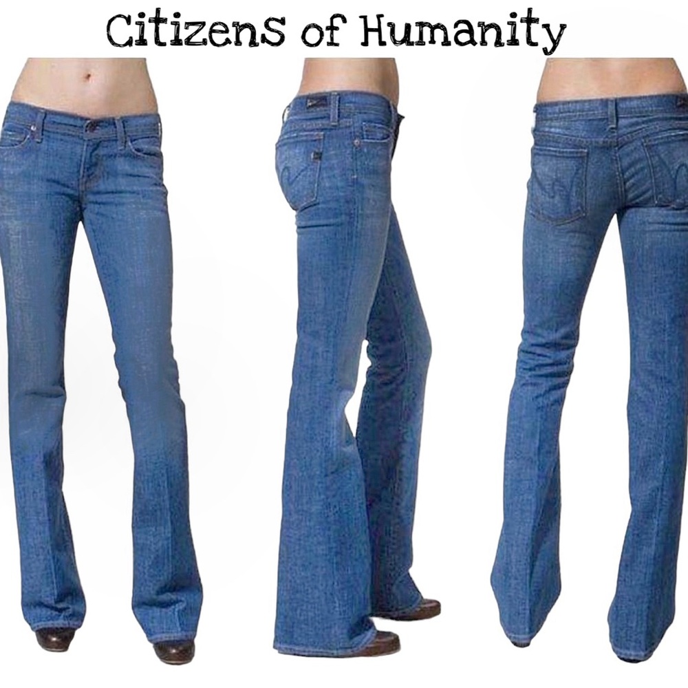 Citizens of Humanity Low Rise Flare Size 26 "Ingrid Stretch" Denim Blue Jeans